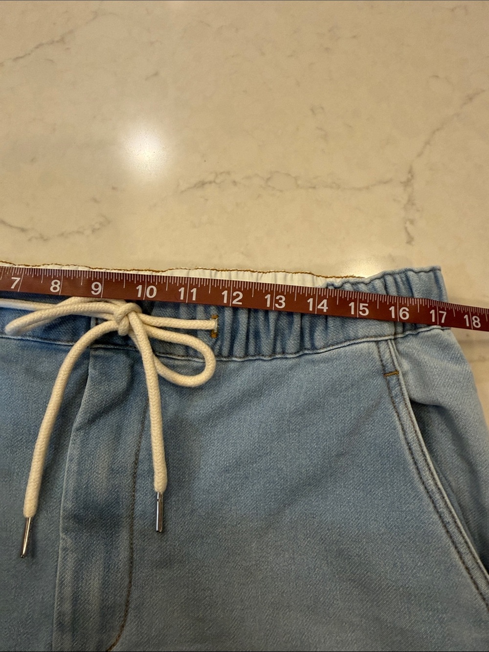 Anthropologie Pilcro Denim-Knit Pull On High Rise Wide Leg Jeans Size Large - Picture 7 of 11